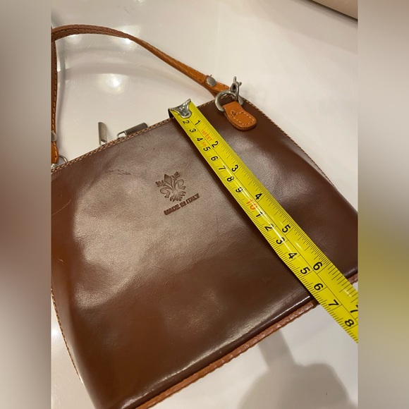 NWOT 2-tone Brown Italian Leather Crossbody Bag - Picture 11 of 12